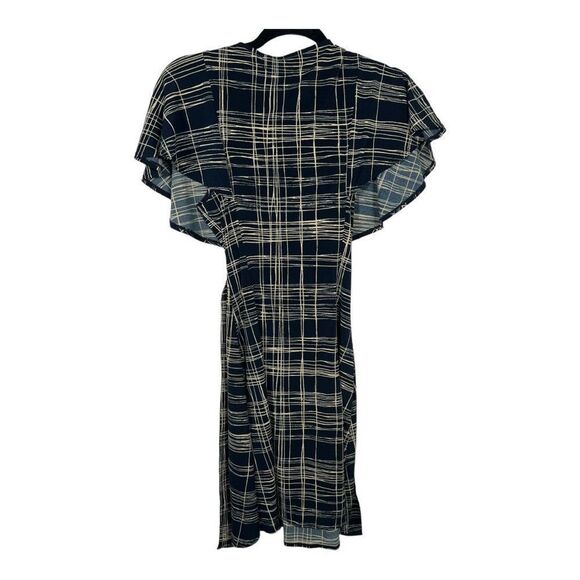 BCBG x Maxaria Dress Stretch Flowy Sleeve Pleated Shift Dress Blue Gold … - Picture 2 of 6